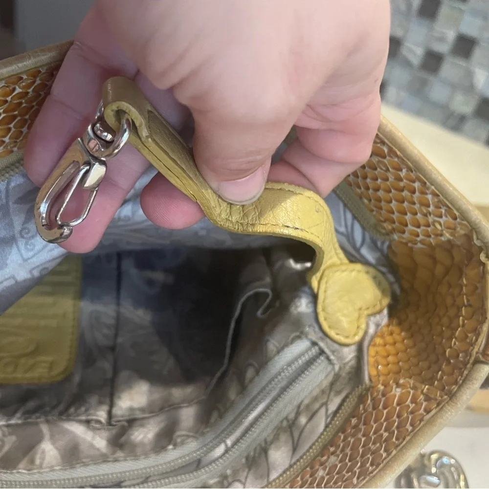 Brighton Sprite Marigold Crossbody in Patent Leather Yellow/Gold Snakeskin EUC - Picture 11 of 16